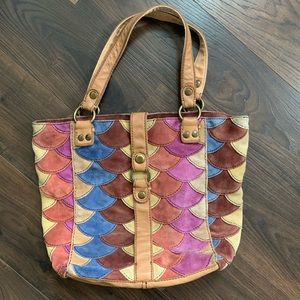 Lucky Brand Suede Leather Patchwork Multicolor Bag